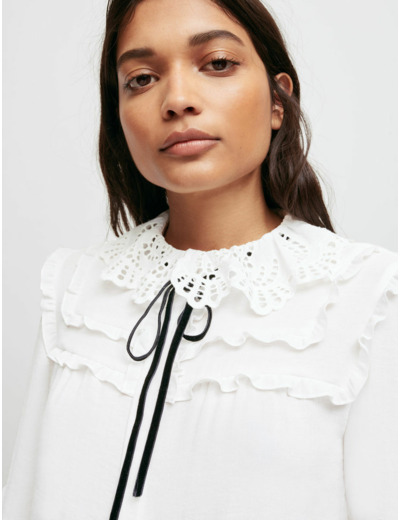 Chemise en crêpe fluide à volants