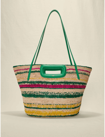 Panier rayé en raphia