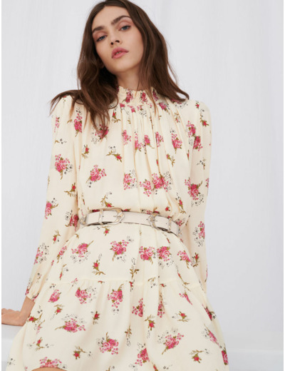 Robe façon baby doll en crêpe imprimé