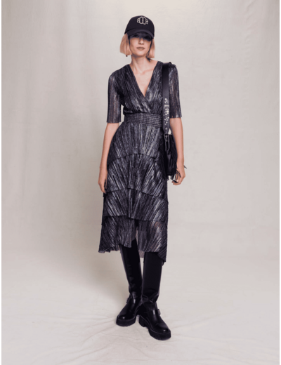 Robe lamée à volants