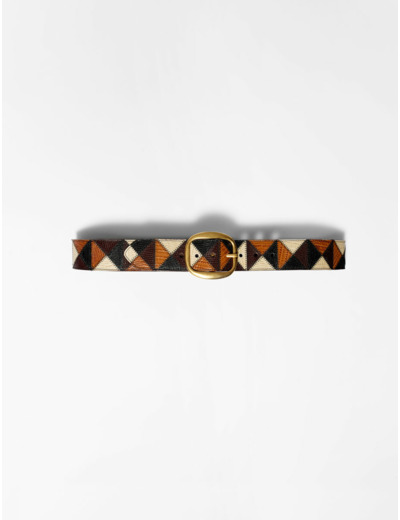 Ceinture à patchwork en cuir et suède