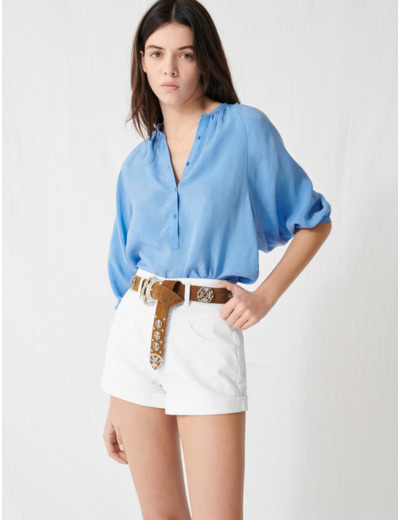 Short en jean ceinturé