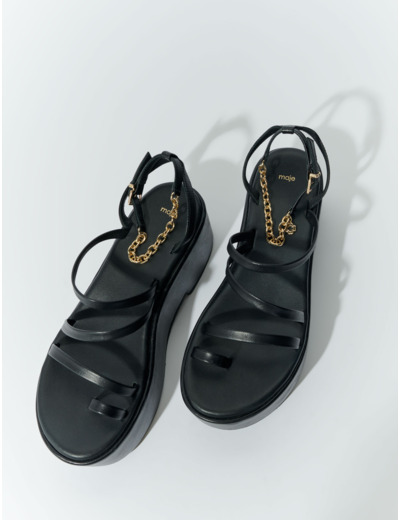 Sandales compensées en cuir