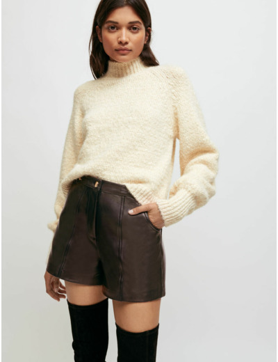 Pull en maille fantaisie col montant