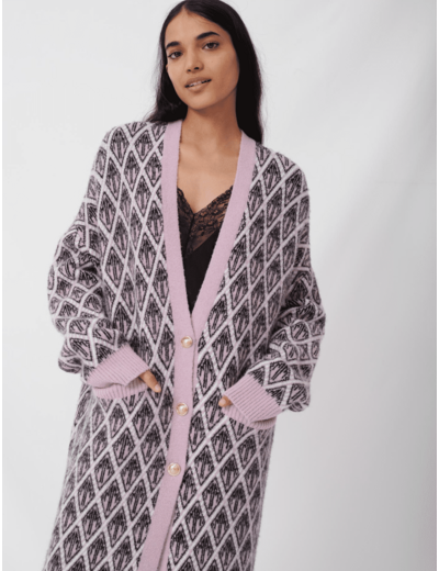Cardigan façon manteau en jacquard maje