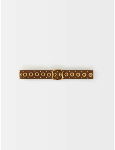 Ceinture en cuir suède à œillets
