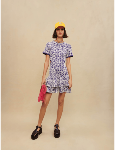 Robe courte fleurie ajourée