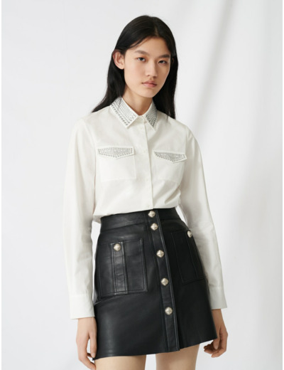 Chemise en popeline à clous