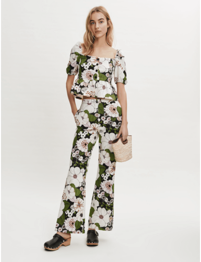 Top imprimé à fleurs 70's