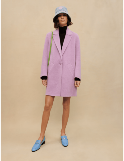 Manteau double face bouclette parme