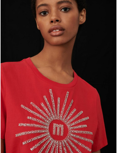 Tee-shirt à strass et perles