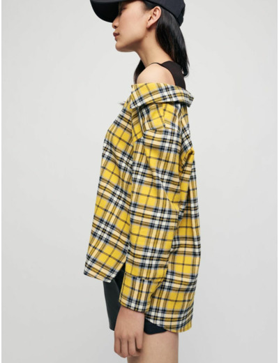 Top trompe-l'œil tee-shirt à carreaux