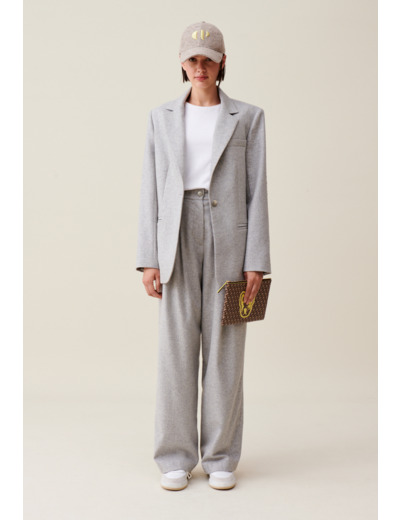 Veste tailleur gris laine mélangée