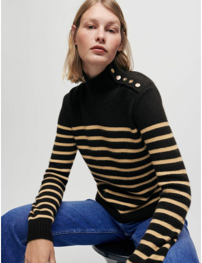 Pull marinière en cachemire