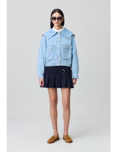 Veste jean denim col large