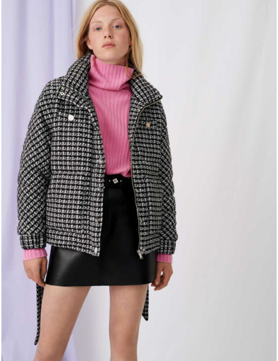 Doudoune façon tweed bicolore