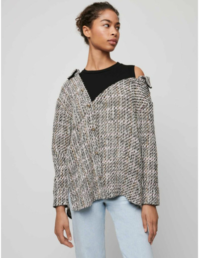 Chemise trompe-l'œil façon tweed