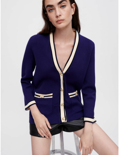 Cardigan en maille à détails mors