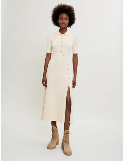 Robe longue en maille fendue