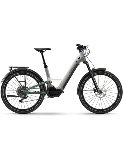 Vélo trekking électrique ADVENTR 4 LOW Gris/Vert Bambou