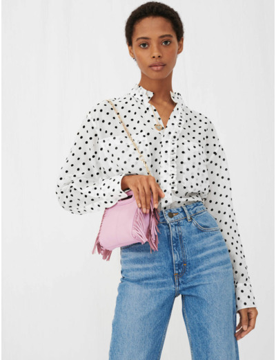 Chemise en voile à pois velours