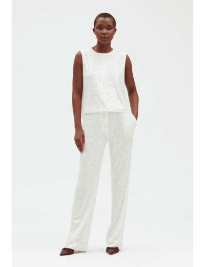 Pantalon à sequins blanc