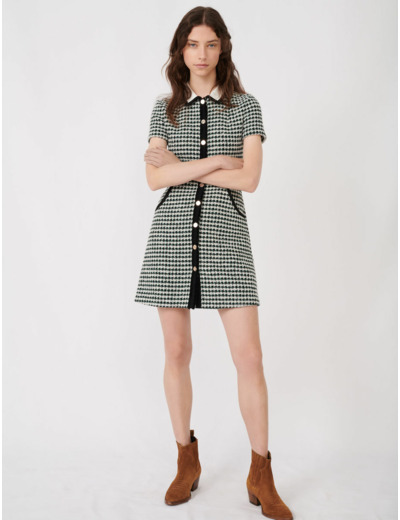 Robe façon tweed contrastée