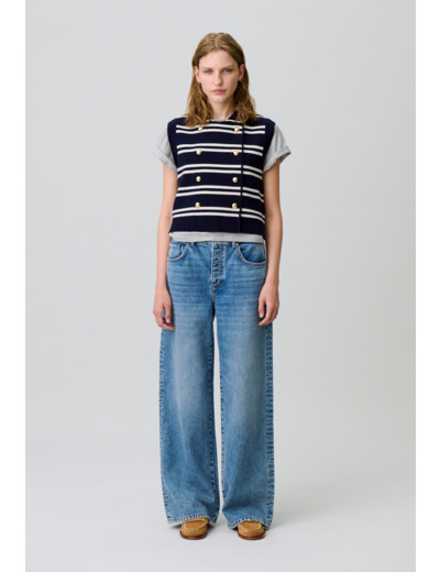 Cardigan rayé sans manches