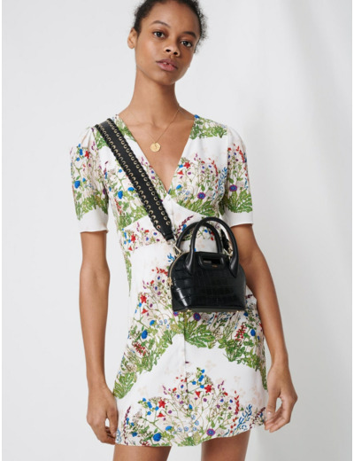 Robe courte en soie imprimée