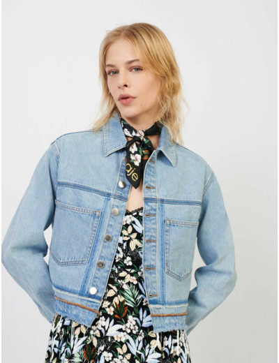 Veste en jean délavé effet usé