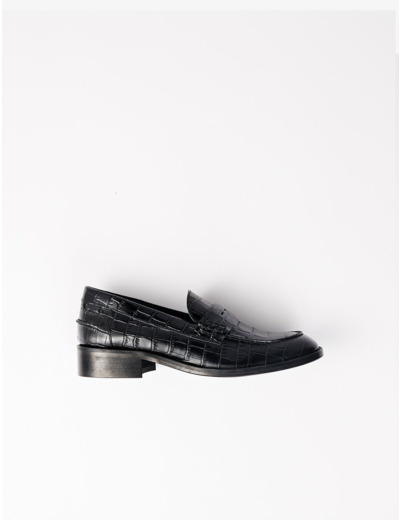 Mocassins en cuir de veau style croco