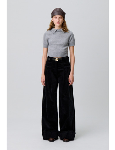 Pantalon large velours