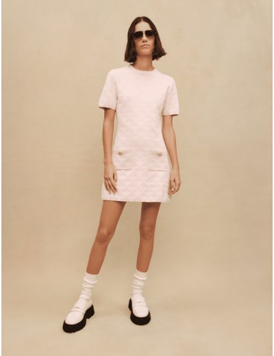 Robe en maille texturée rose