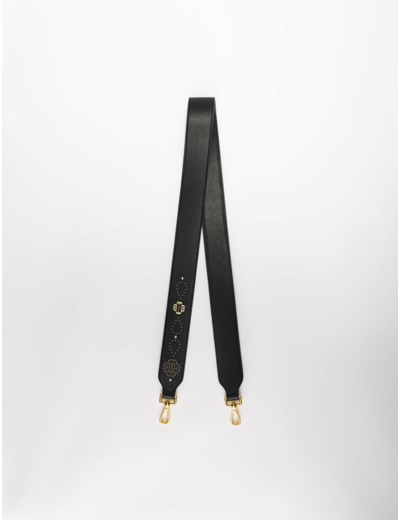Bandoulière en cuir à studs motif clover