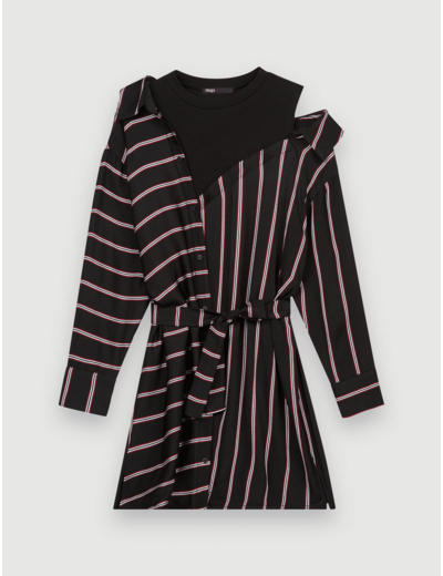 Robe chemise trompe-l'œil à rayures