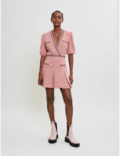 Robe en tweed à galons ethniques