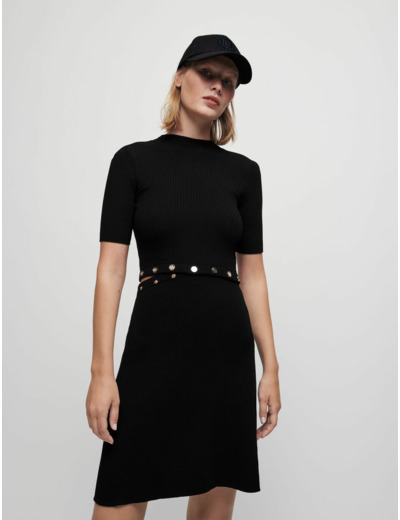 Robe en maille côtelée à boutons Maje