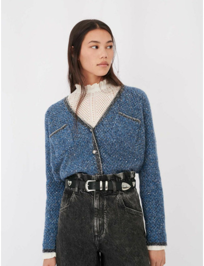 Cardigan en maille lurex fantaisie