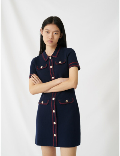Robe en maille à surpiqûres contrastées