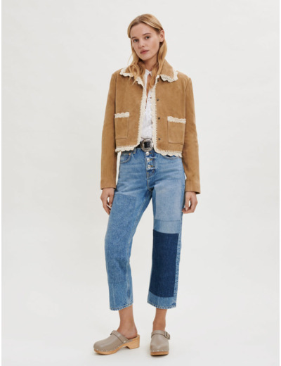 Blouson en suède à galons en crochet