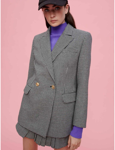 Veste droite en pieds de poule
