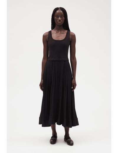 Robe longue plissée marine