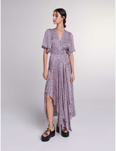 Robe longue satinée imprimée