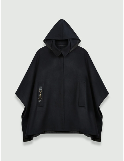 Manteau façon cape en drap de laine