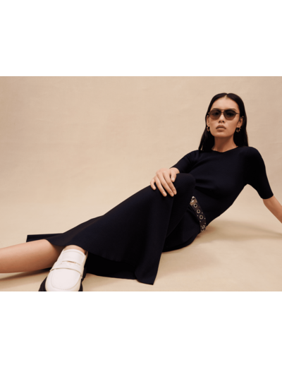 Robe longue en maille ajourée