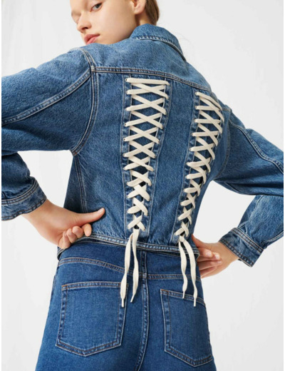 Blouson en jean lacé au dos façon corset