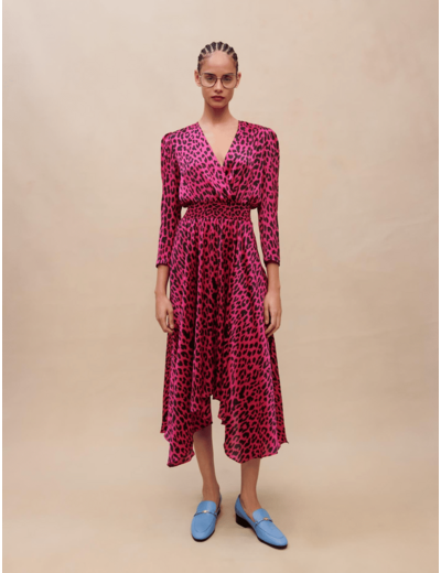 Robe asymétrique imprimée léopard