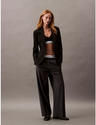 PANTALONS EN LAINE TROPICALE AVEC CEINTURE LOGO