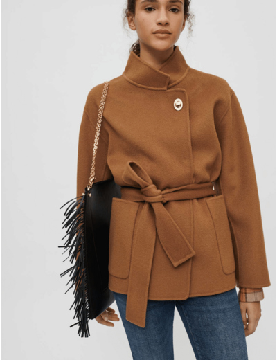 Veste en double face lisse et ceinturée