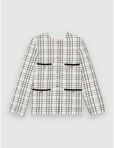Veste façon tweed contrastée